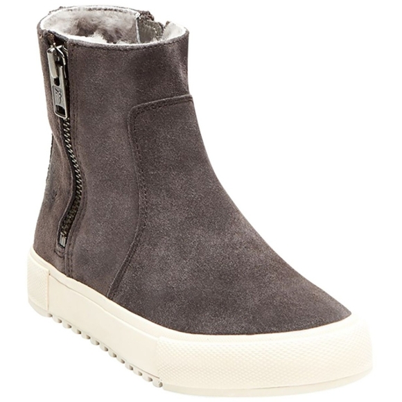 Frye Shoes - FRYE Gia Lug Shearling Suede Double Zip Boots In Grigio Gray Size 5.5